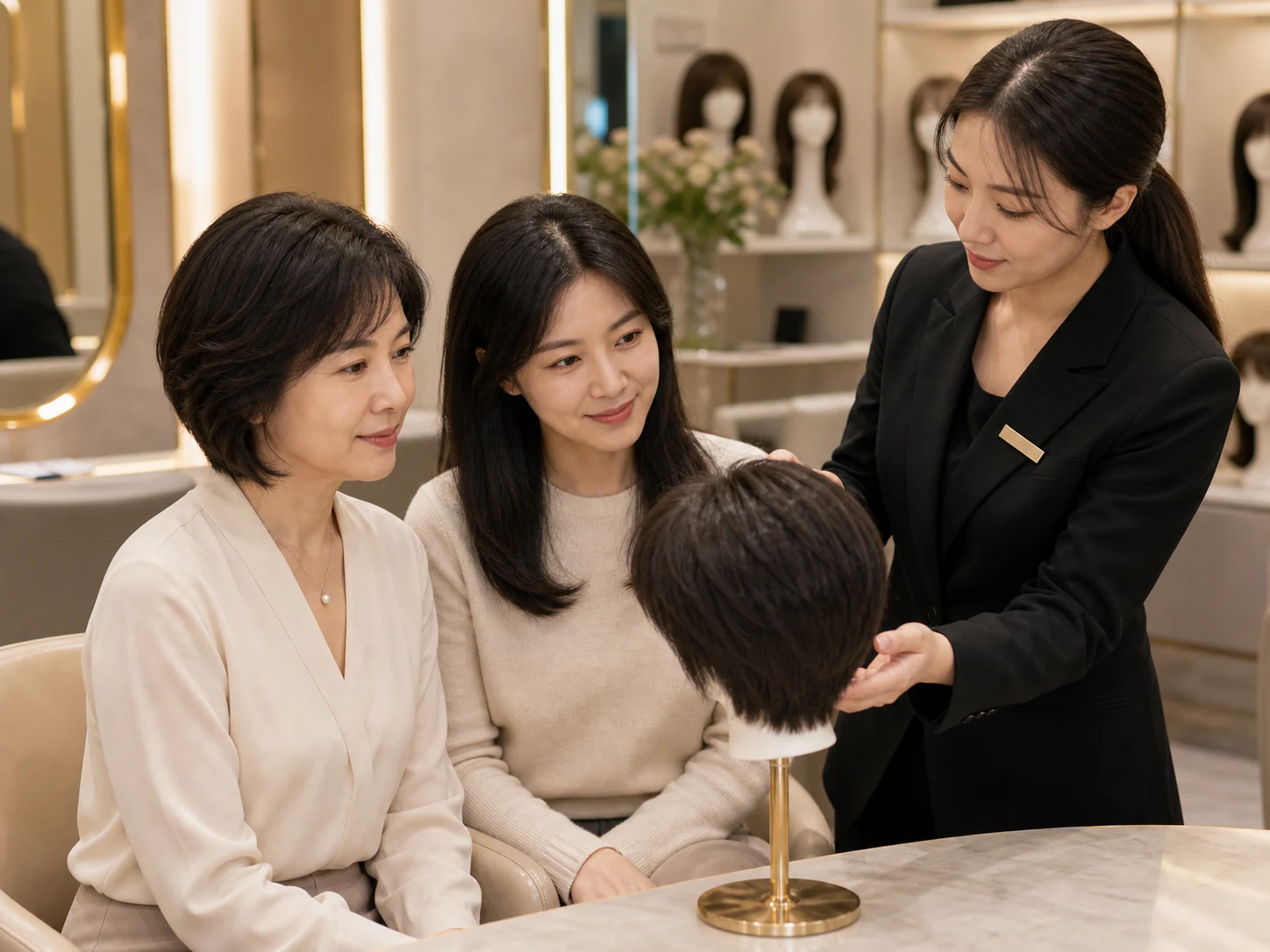 REESE瑞茜假发福田区郭女士｜与家人沟通后首次到店试戴场景