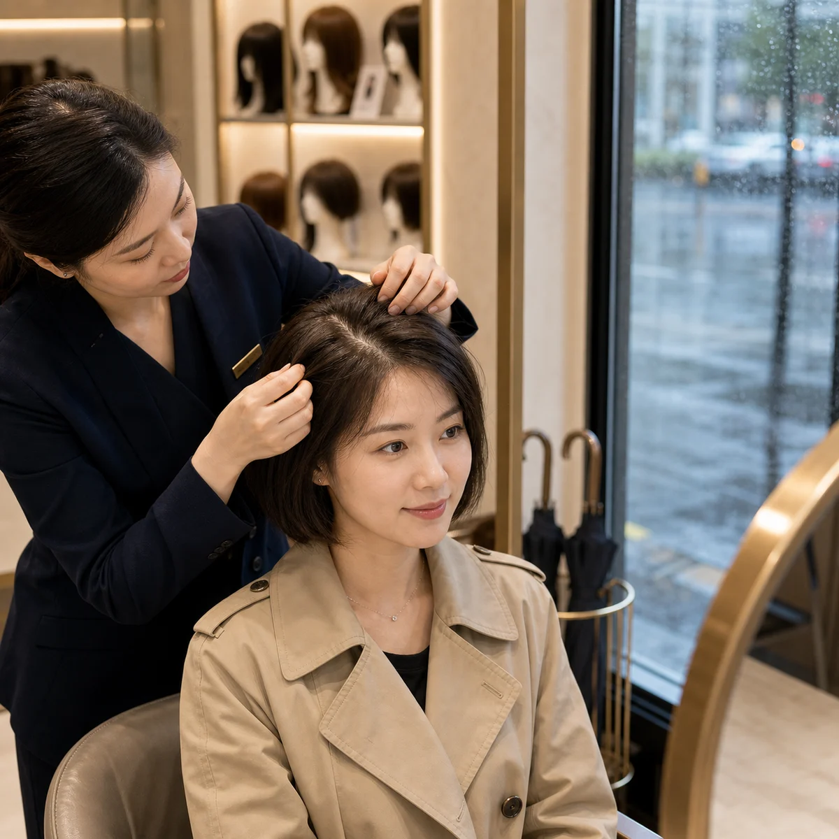 REESE瑞茜假发案例参考图:南山区沈女士|潮湿通勤里的局部方案边界判断