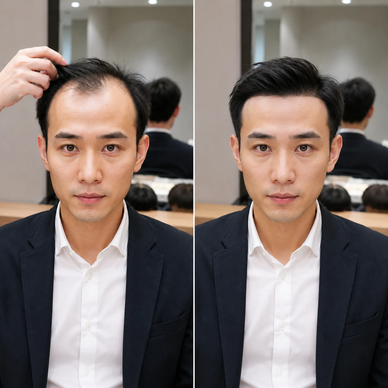 REESE瑞茜假发匿名案例|男士发际线后移修饰场景