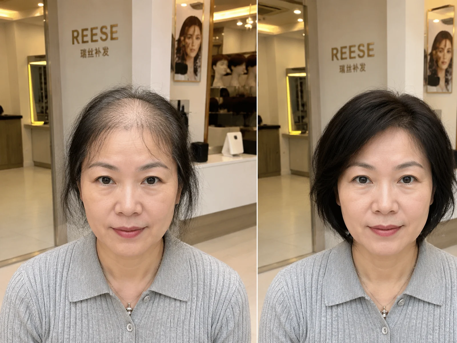 REESE瑞茜假发罗湖区叶女士｜染后头皮敏感与白发覆盖过渡比较